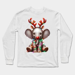 Christmas Red Nose Elephant Long Sleeve T-Shirt